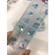 Ассорти для инкрустации стразами, голубой (12 ячеек)