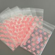 Подарочные пакеты прозрачные 10 х 8 см, 50 шт, розовые звездочки